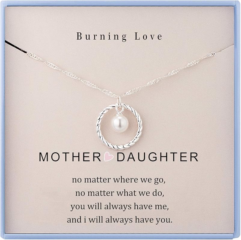 Burning Love Sterling Silver Circle Mother Daughter Necklace for Women