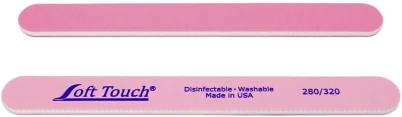 Soft Touch Double Sided Nail File 280/320 Grit 7 Inch Light Dark Pink 