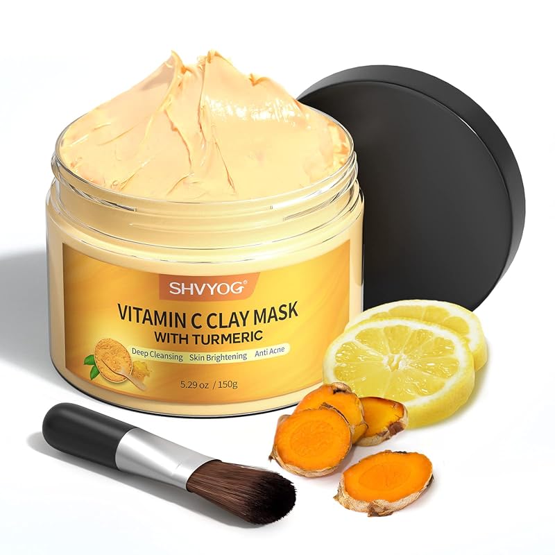 SHVYOG Turmeric Vitamin C Clay Mask with Kaolin Clay for Dull and Blem