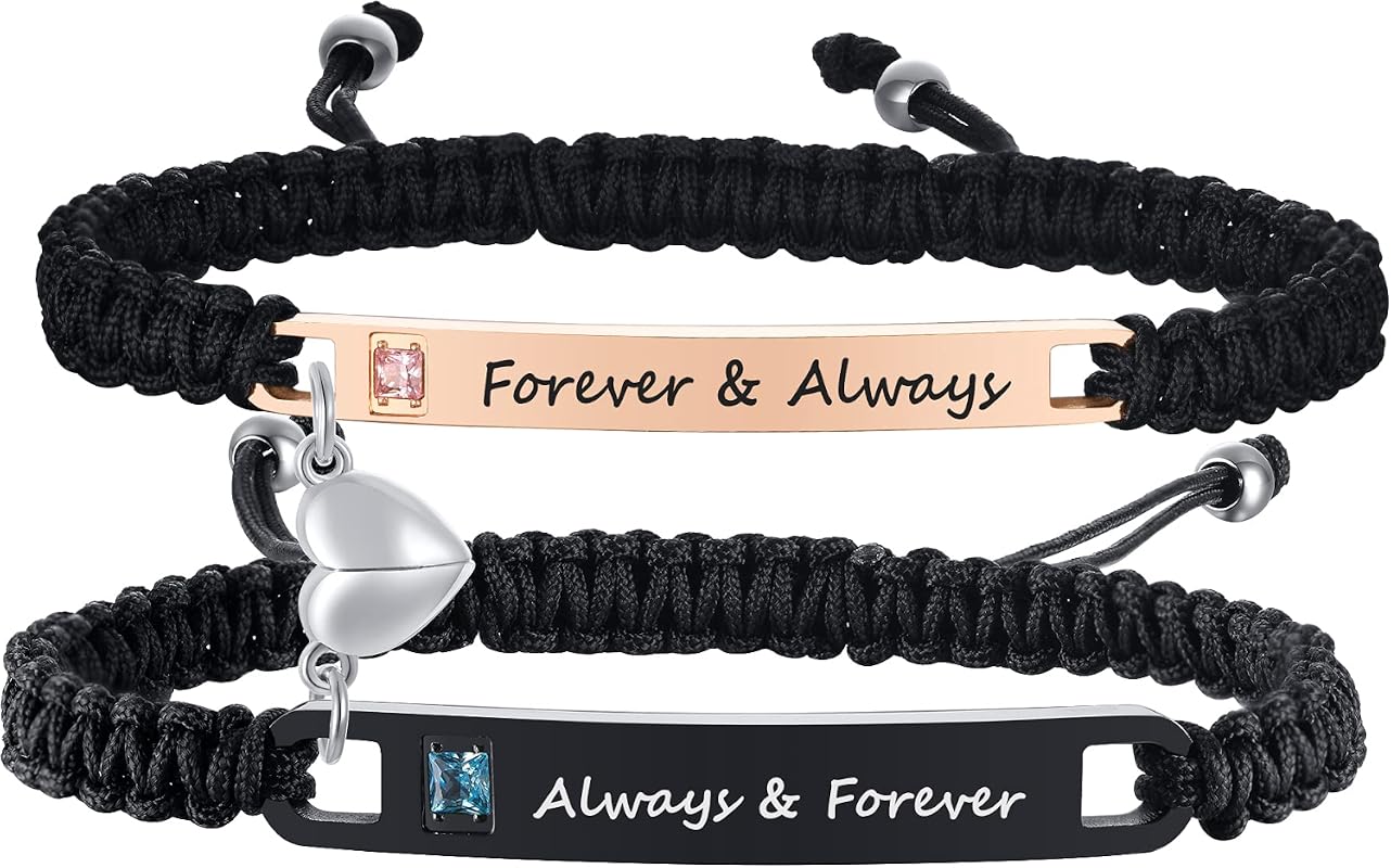 MEALGUET Personalized Couple Bracelet Set with Custom Names for Men and Women