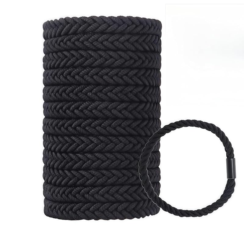 Large Braided Mens Hair Ties for Long Hair Men Bun Black Pony Tails fo
