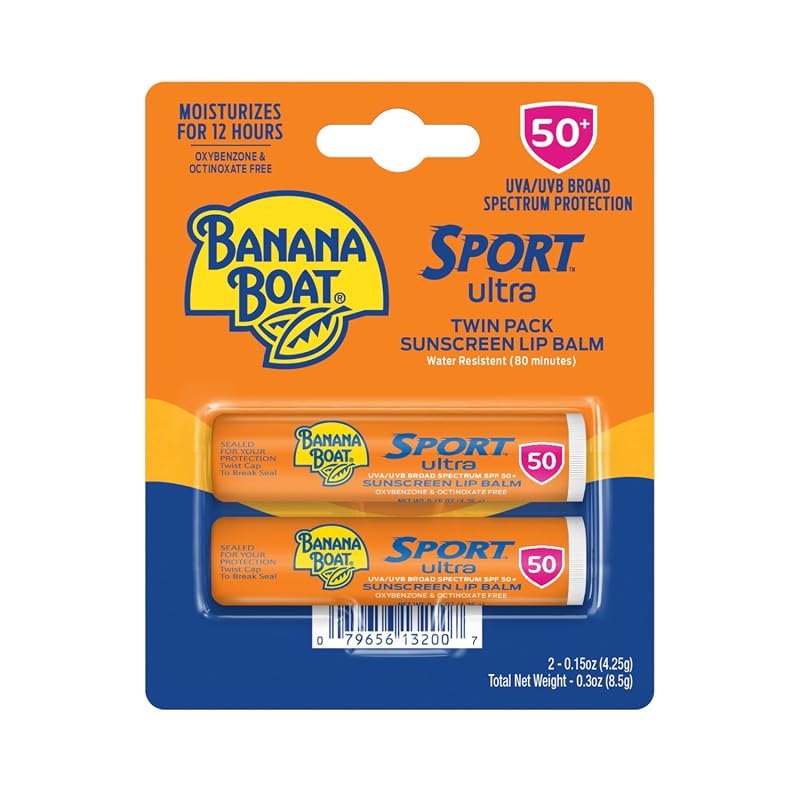 Banana Boat Sport Ultra SPF 50 Lip Sunscreen Twin Pack Oxybenzone Free