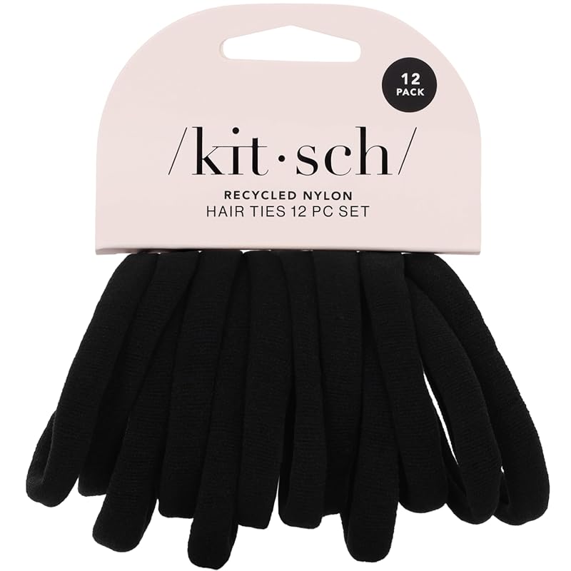 Kitsch Nylon Hair Ties - No Damage Stretchable Strong Hold Ponytail Ba