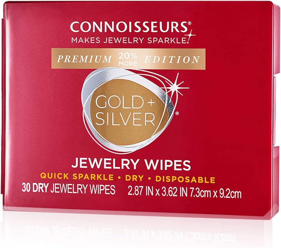 CONNOISSEURS Premium Edition Compact Jewelry Wipes: No-Rinse Cleaner, 