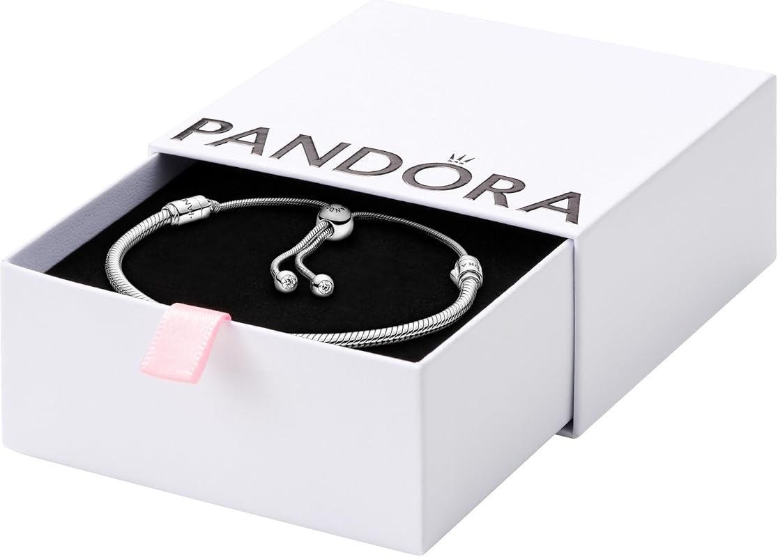 PANDORA Sterling Silver Moments Snake Chain Slider Charm Bracelet with