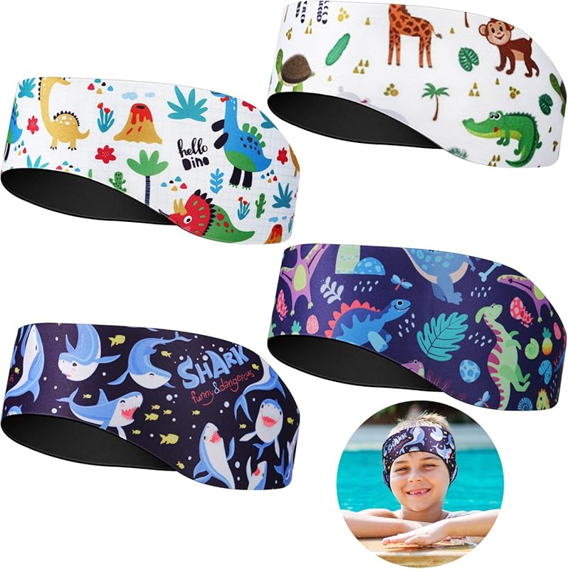 Zhanmai 4 Pcs Kids Swimming Headbands – Adjustable Waterproof Neoprene