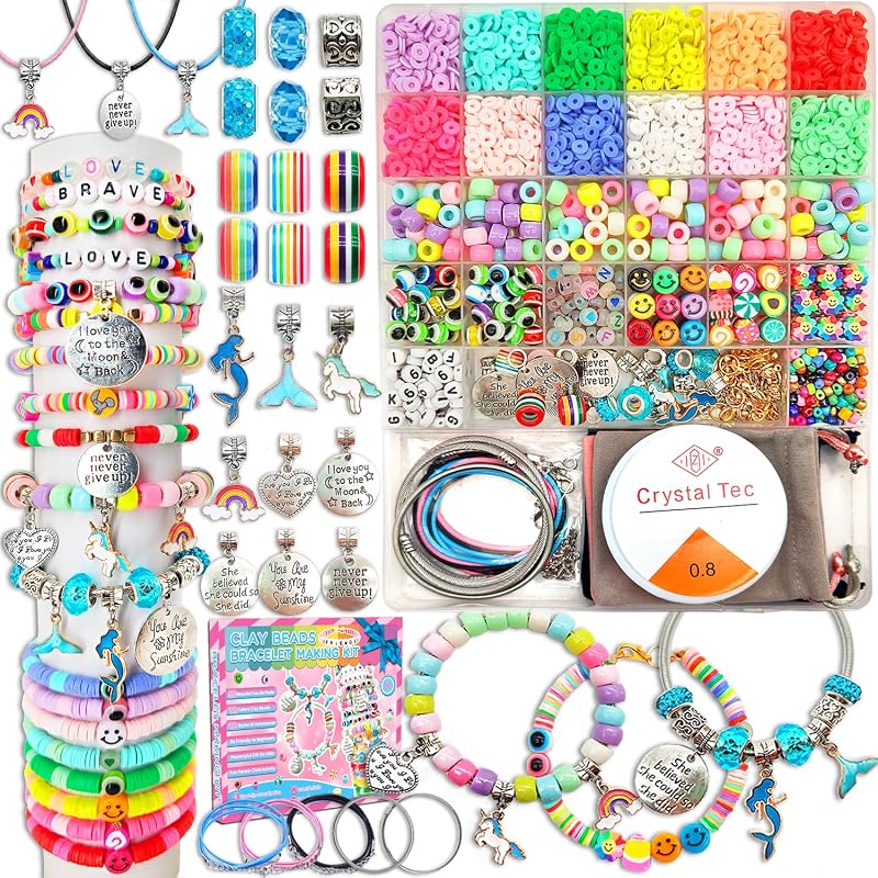 Charm Jewelry Making Kit for Girls Ages 5-12 - 3400pcs Unicorn and Mer