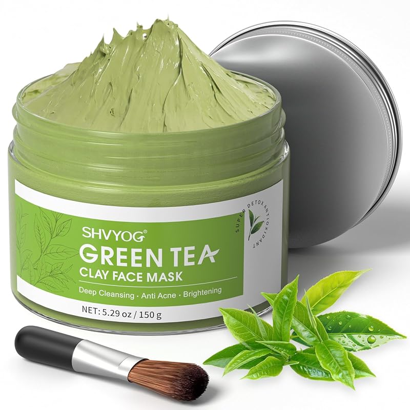 SHVYOG Green Tea and Volcanic Mud Clay Mask for Deep Cleansing and Hyd