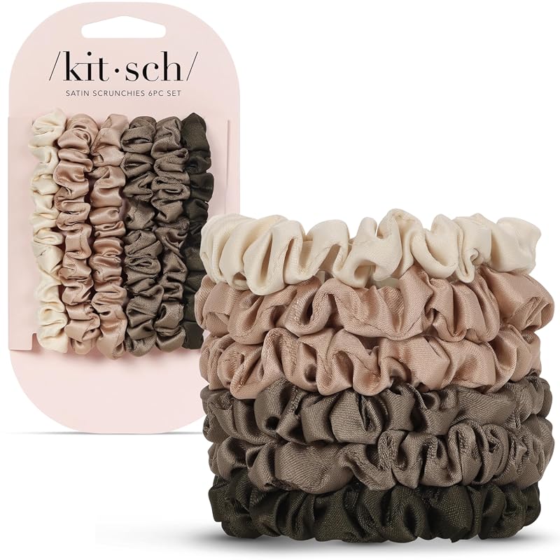 Kitsch Ultra-Petite Satin Scrunchies for Women - No Crease, Frizz-Free