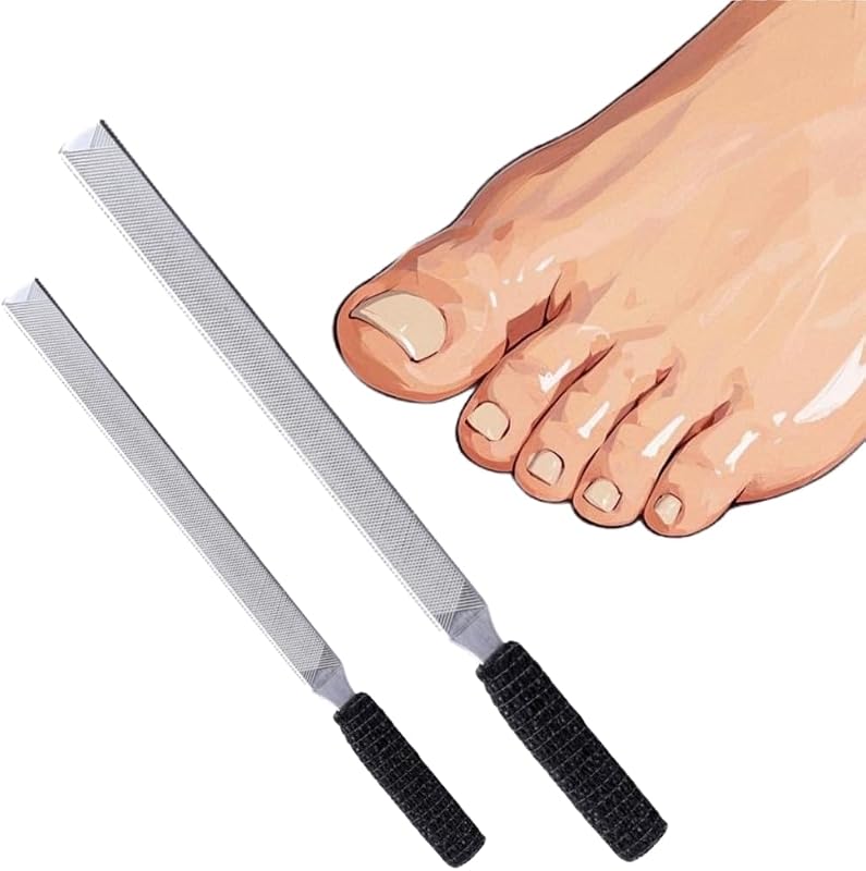 2 Pieces Stainless Steel Toe Nail Files for Thick Nails, Men, Seniors 