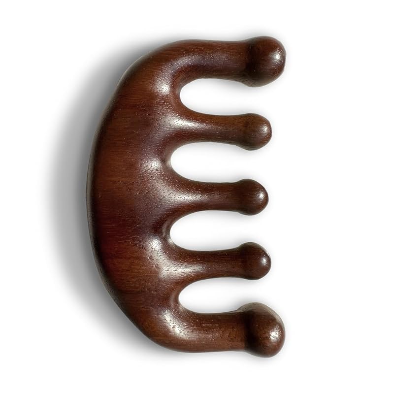 Handmade Green Sandalwood Wide Tooth Comb & Scalp Massager for Luxurio