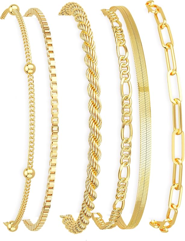 Dearmay Gold Bracelets for Women Waterproof 14K Gold Plated Minimalist
