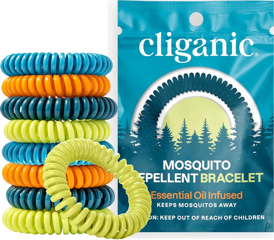 Cliganic 25 Pack Natural DEET-Free Mosquito Repellent Bracelets for Ad