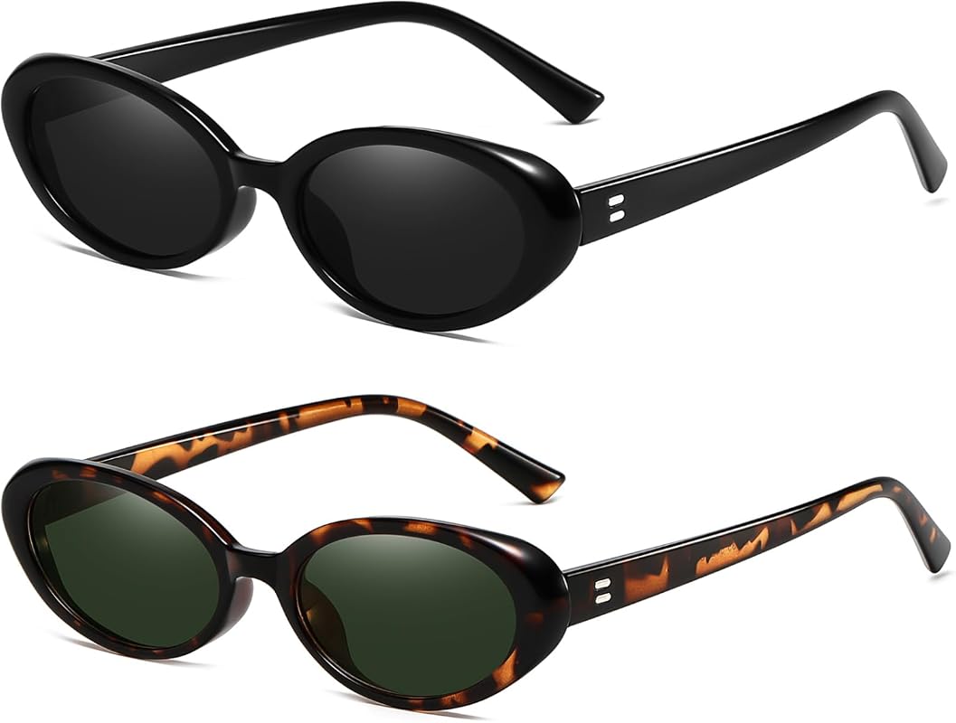 Breaksun Retro Oval Sunglasses for Men Women 90s Vintage Small Fashion