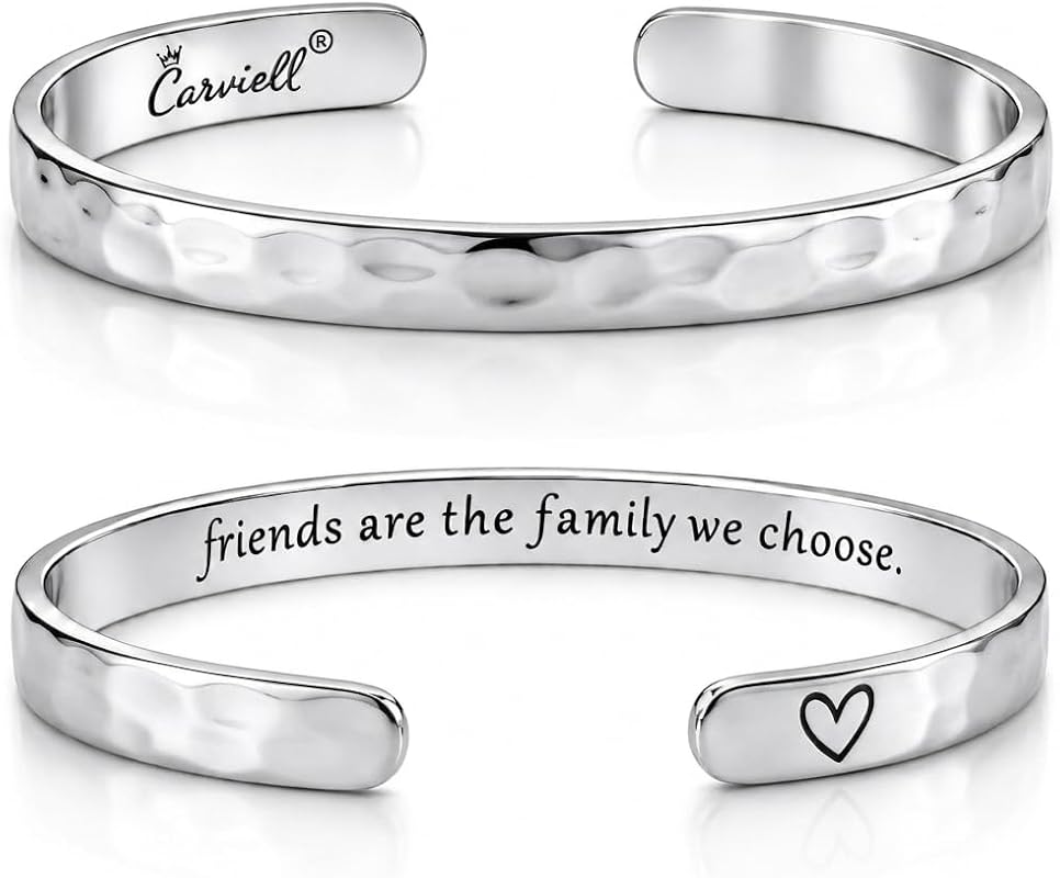 Carviell Inspirational Bracelet for Women 100+ Phrases Stainless Steel