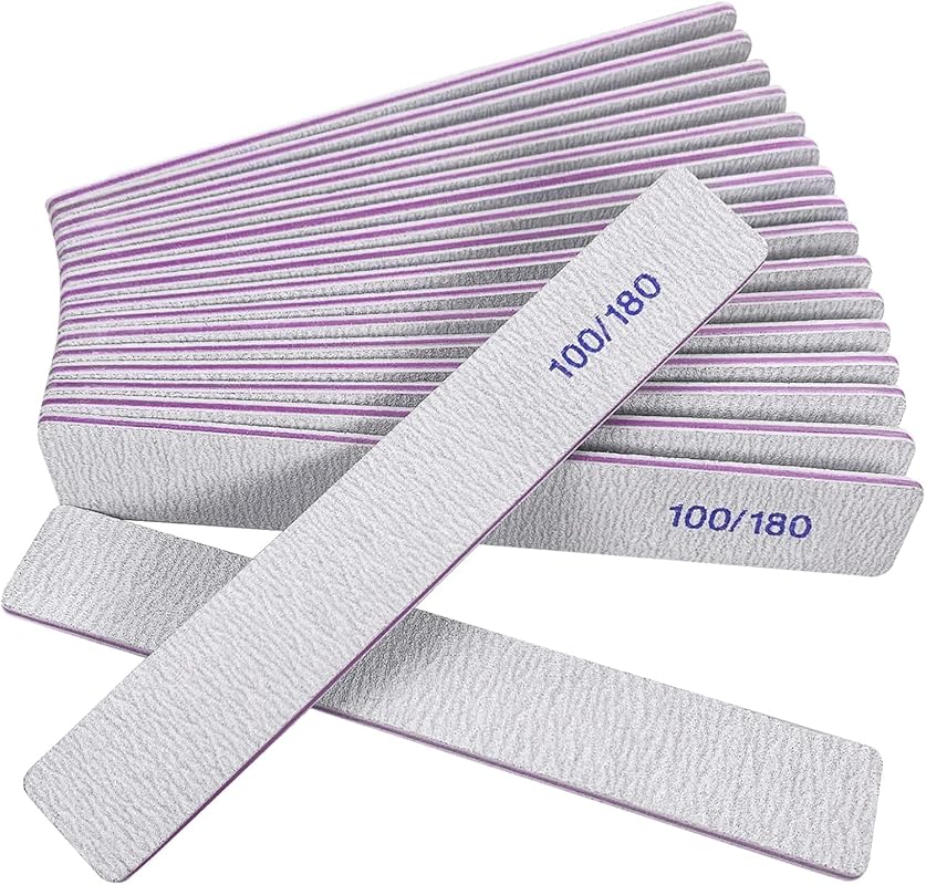 12-Pack 100/180 Grit Double Sided Emery Board Nail File for Acrylic Nails
