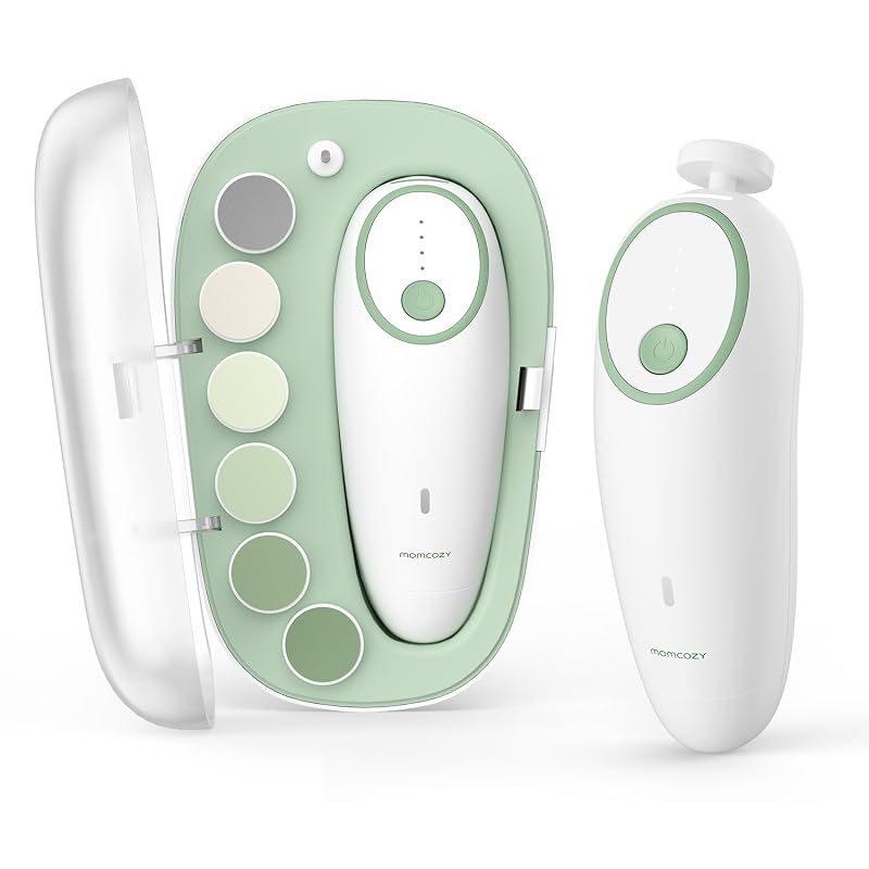 Momcozy Electric Baby Nail File with Night Light, 7 Grinding Head Pads