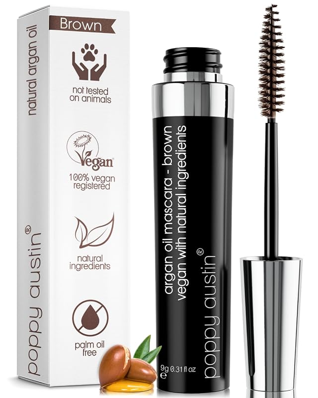 Poppy Austin Organic Vegan Mascara with Argan Oil, Lengthening and Vol