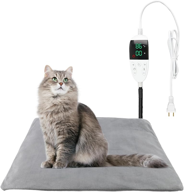 Pet Heating Pad for Cats Dogs, Adjustable Temperature, Auto Power-Off,