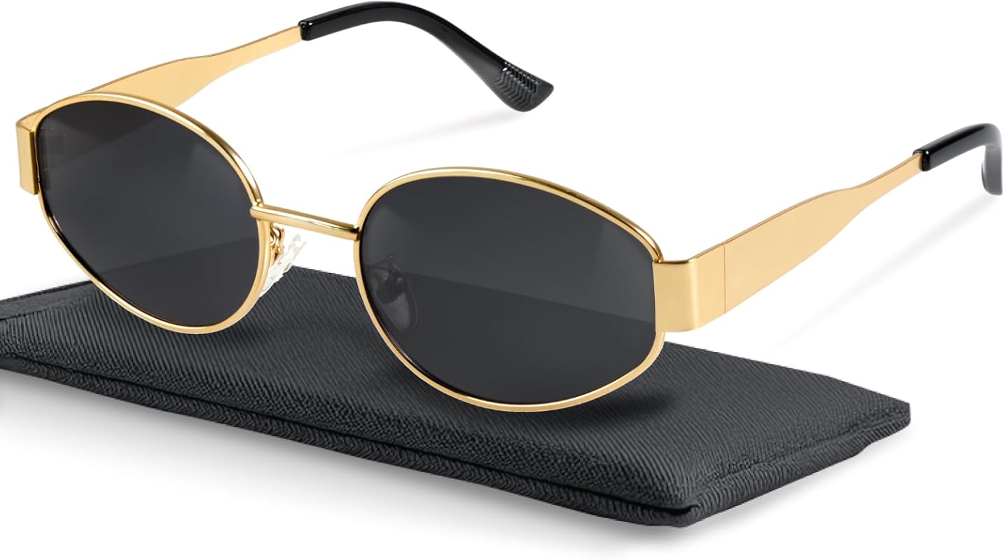 livho Retro Polarized Oval Sunglasses for Women and Men - UV400 Protec