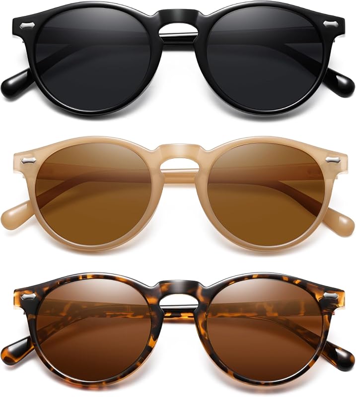 Retro Small Round Polarized Sunglasses for Women, Vintage Circle UV Pr