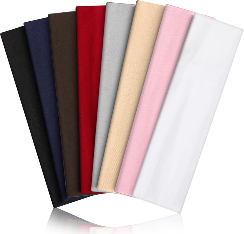 8 Pack Non-Slip Sports Headbands for Women & Men - Soft, Elastic, Swea