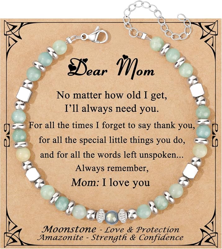 JoycuFF Moonstone Amazonite Imperial Jasper Stainless Steel Beads Brac