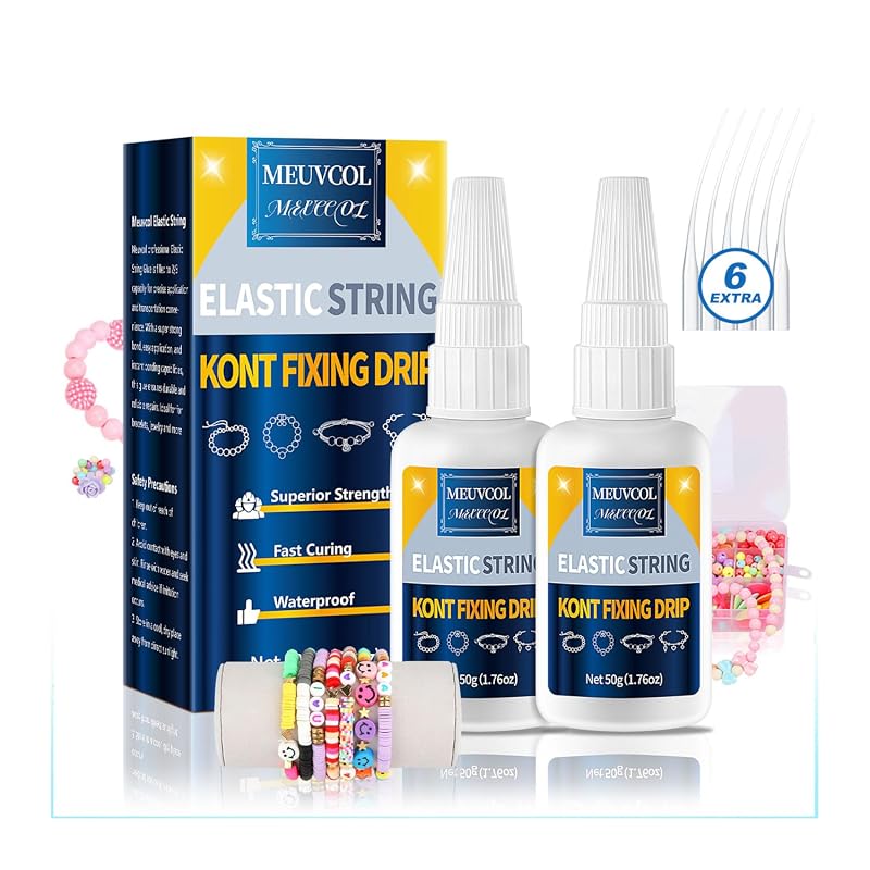 Meuvcol Jewelry Bracelet Glue for Elastic String Knot Clear Clay Beads
