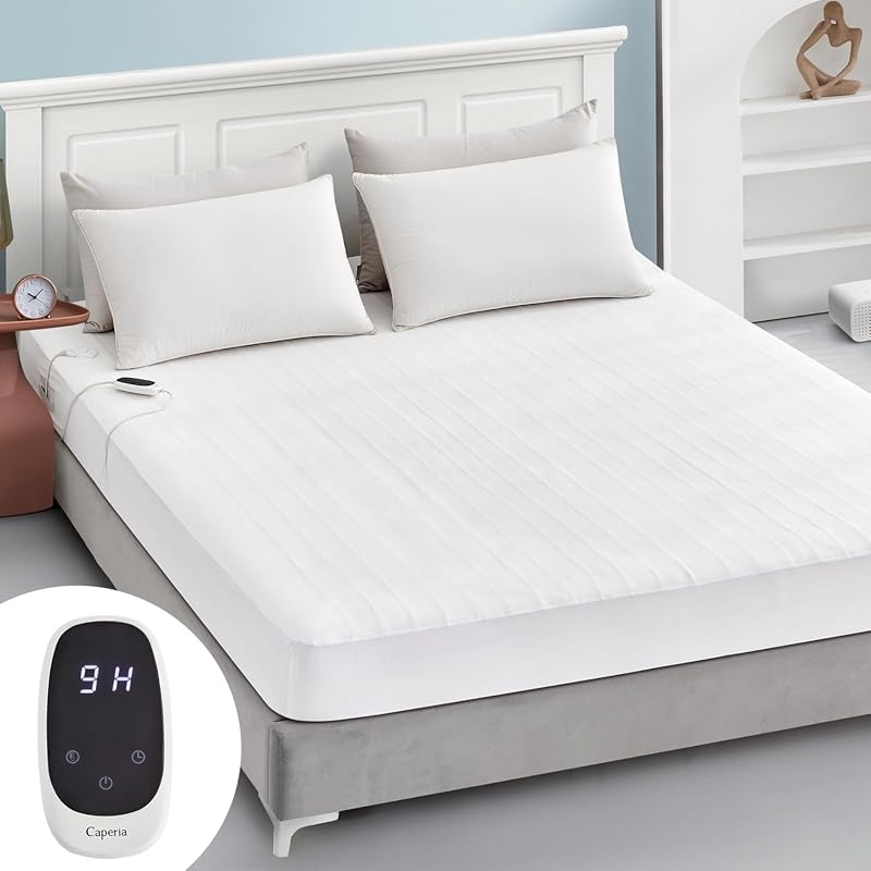 Caperia Twin Size Heated Mattress Pad with 9 Heat Settings, Fast Heati