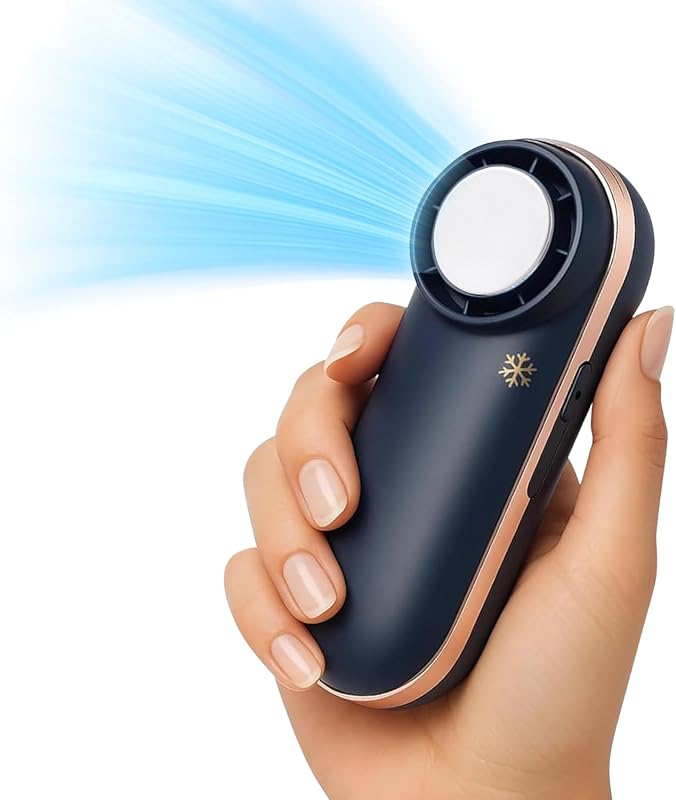 Portable Instant Cooling Device with Icy Disc and 100-Speed Mini Fan –