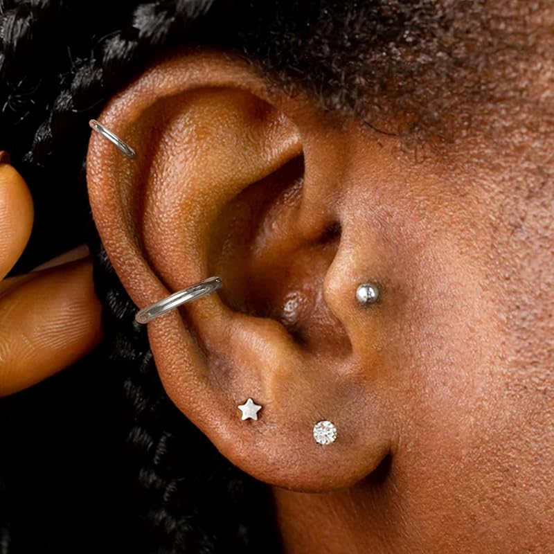 Hypoallergenic Surgical Steel Threadless Flat Back Stud Earrings for C