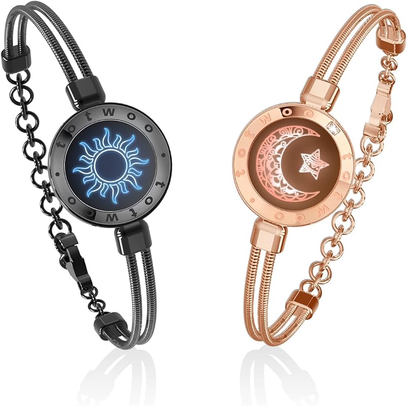 TOTWOO Light Up Vibration Couples Bracelet, Smart Bluetooth Paired Rom