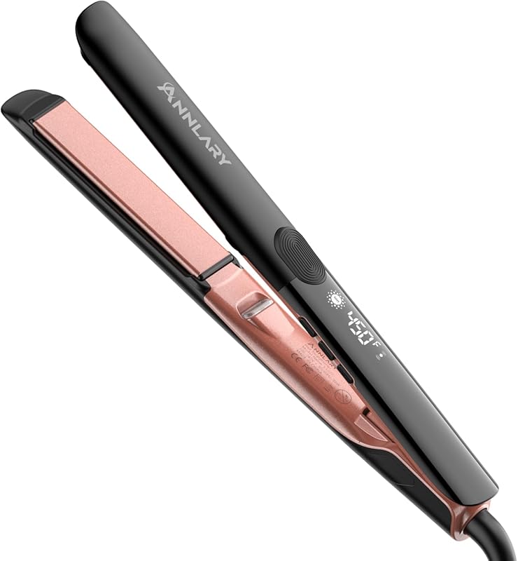Annlary 2-in-1 Titanium Ceramic Ionic Flat Iron & Curler with Dual Vol