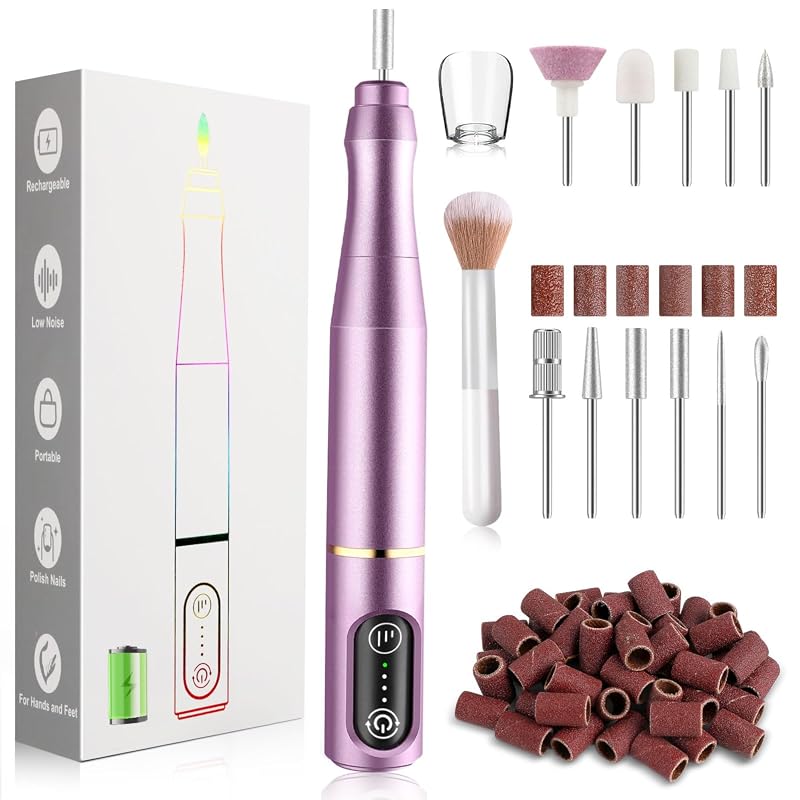 TUOBEO Cordless Rechargeable Nail Drill Kit, Portable Acrylic Gel Poli
