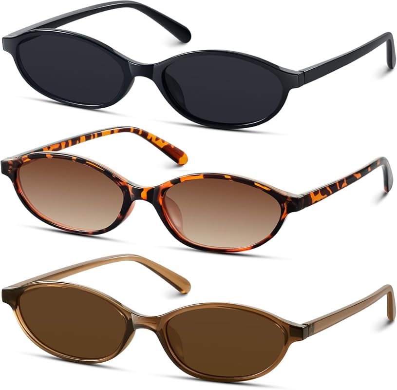 KUGUAOK Retro Oval Sunglasses for Women 90s Small Cat Eye UV Protection