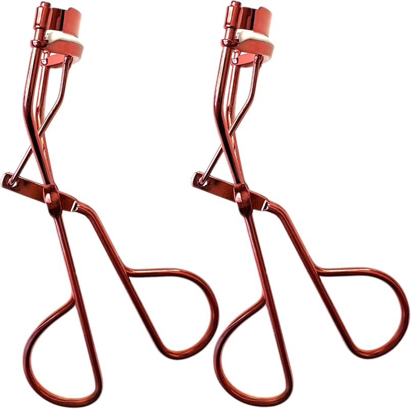 Vintage‑Style Metallic Red Eyelash Curler – Rubber‑Coated Non‑Slip Han