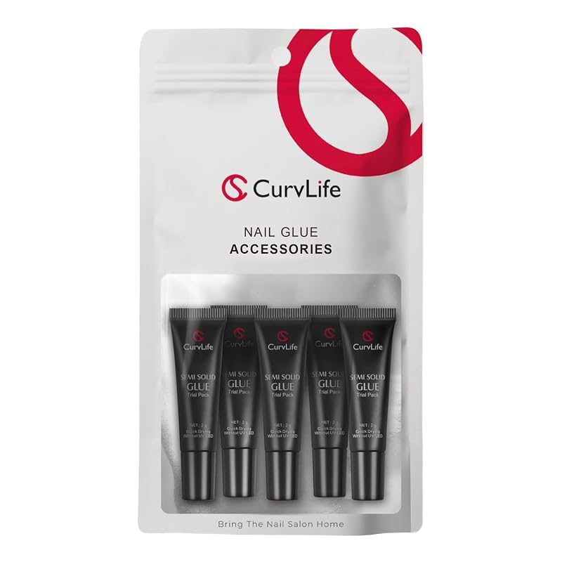 CurvLife Semi Solid Nail Glue 2g (5pcs) Super Strong Soft Gel Adhesive