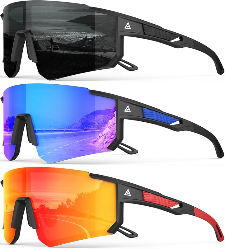 Polarized Sports Sunglasses for Men Women UV400 Protection Wrap Around