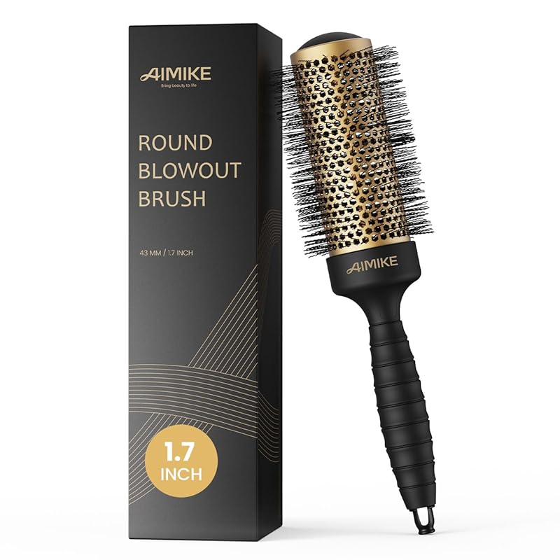 AIMIKE Medium Nano Ceramic Round Brush for Quick Blow Drying, Styling