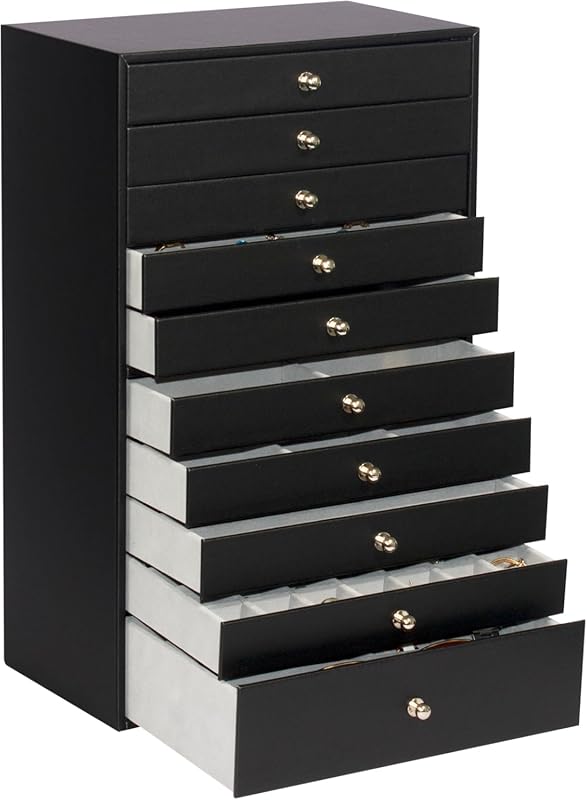 GUKA Large 10-Drawer Jewelry Box Storage Organizer Case for Watches, R