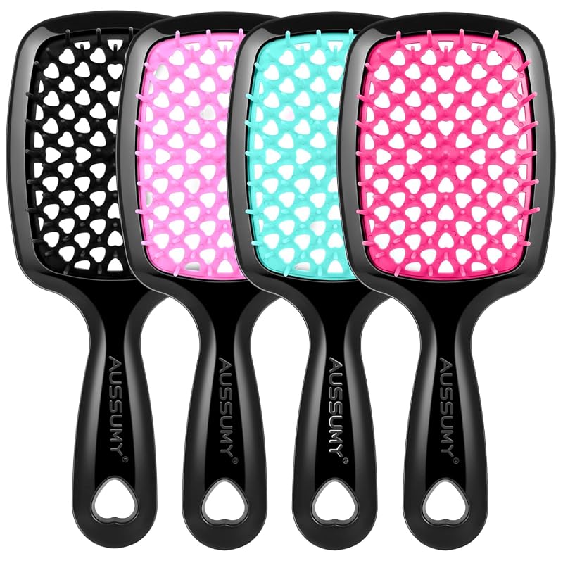 4‑Pack Vented Detangling Hair Brushes – Soft Bristle, Tangle‑Free Styl