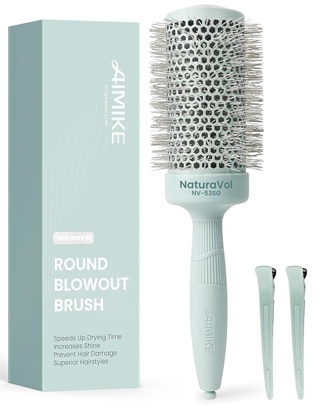 AIMIKE NaturaVol Large Round Brush, Nano Ceramic for Fine Hair Blow Dr