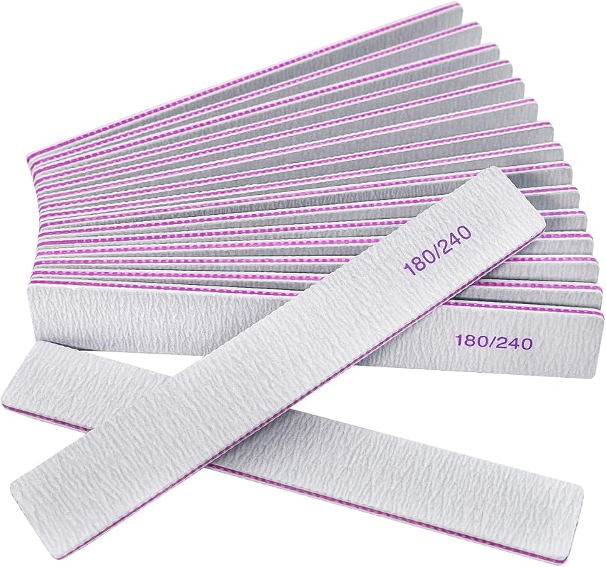 12 Pack Professional 180/240 Grit Double Sided Emery Boards for Natura