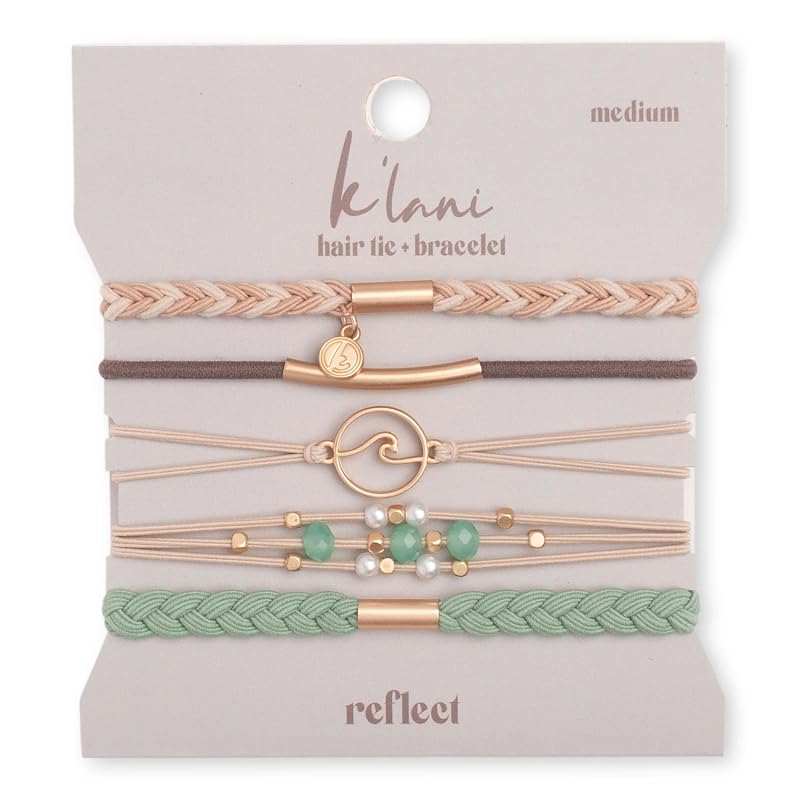K'lani Reflect Hair Tie Bracelets for Women, Boho Elastic Hair Wrist A