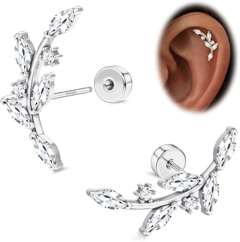 LOYALLOOK 925 Sterling Silver Flat Back Stud Earrings, Hypoallergenic