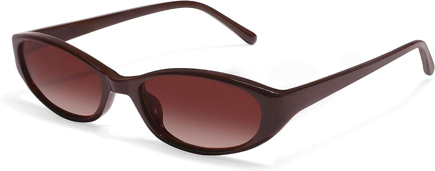 GUVIVI Retro Oval Sunglasses for Women 90s Small Chic Cat Eye Lightwei