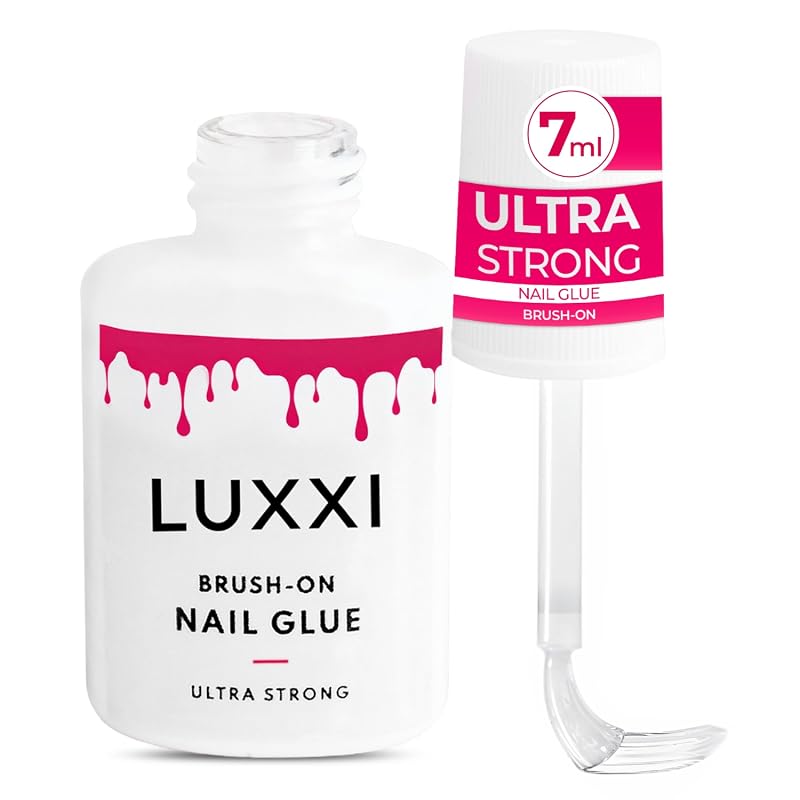 LUXXI Brush On Nail Glue for Press On Nails - Precision Applicator, Qu