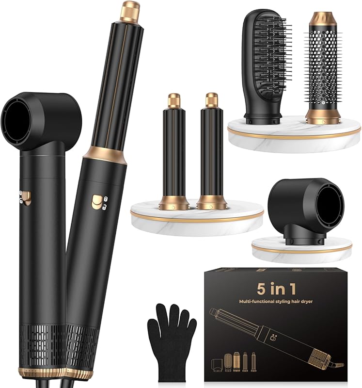 OKWRAP 5-in-1 Negative Ionic Hair Dryer Brush: Hot Air Styler, Auto Cu