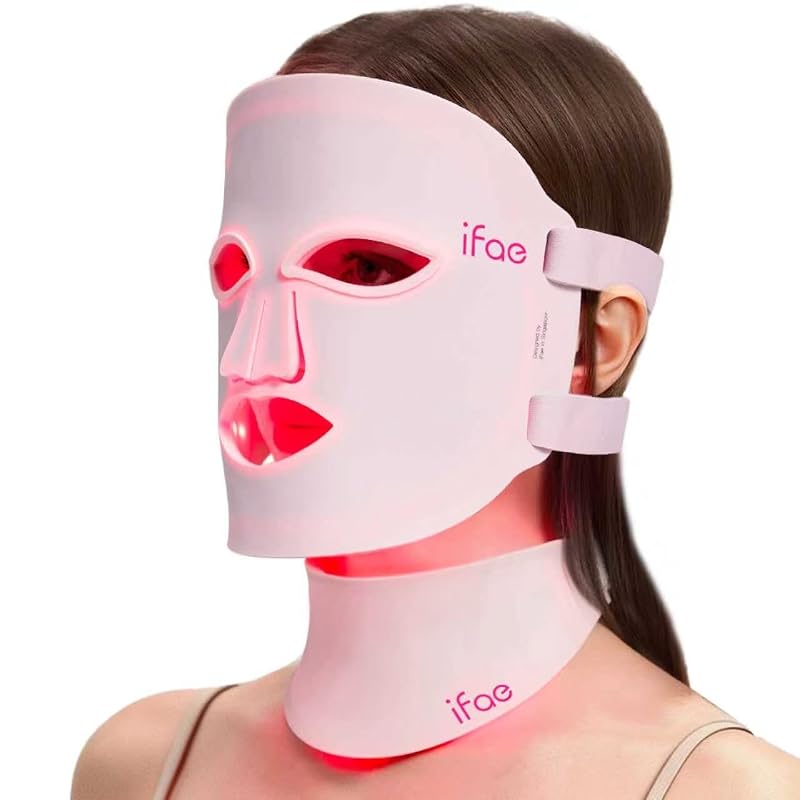 IFAE Red Light Therapy Face and Neck Mask with 850nm Infrared and Eye 