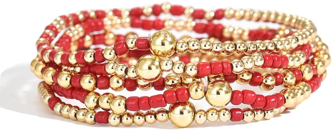 LOTSOF Bohemia Multilayer Beaded Bracelet Set Turquoise Resin Colorful